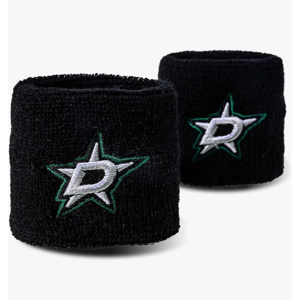 Dallas Stars NHL Wristbands Black Embroidered Logo NHL Sweatbands Pair 2.5in New